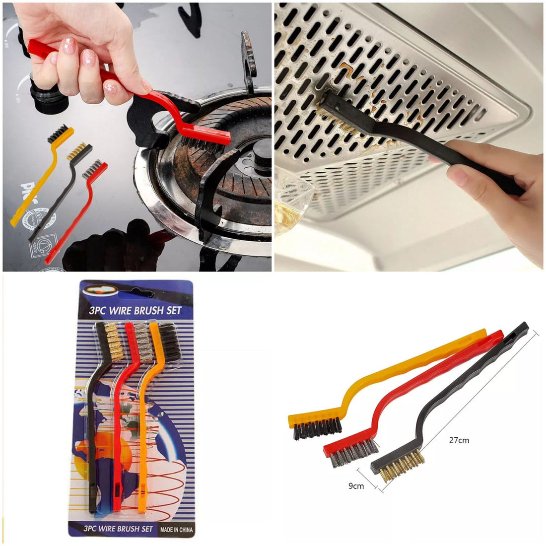 Stainless Steel Wire Brush Set Rust Remove Cleaner (Set Of 3)