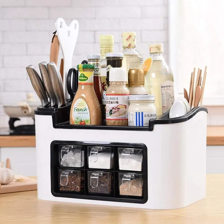 Multi-function Seasoning Box Rack Meal Knife Fork Spice Kitchen Storage Rack