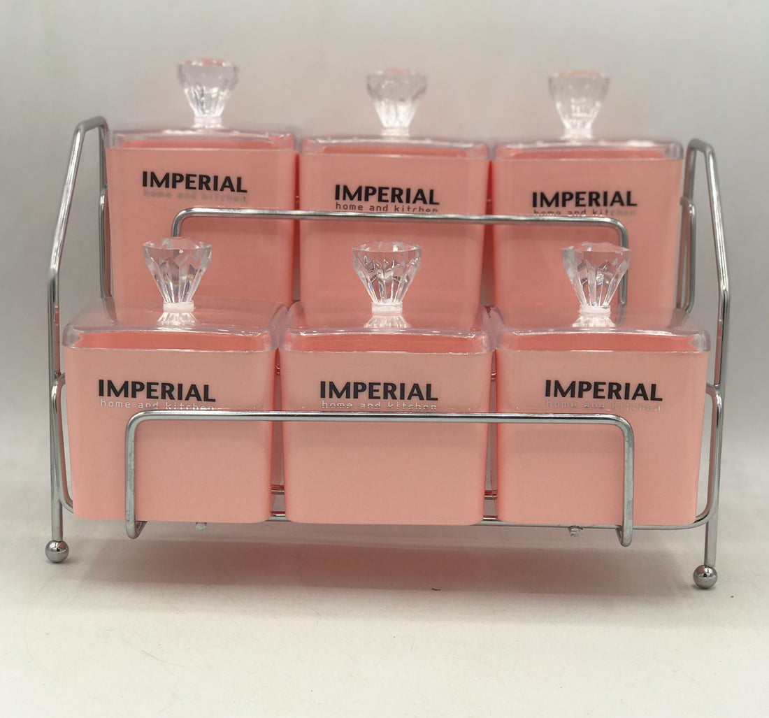 Imperial Acrylic 6 Piece Spice Jars Set with Stand