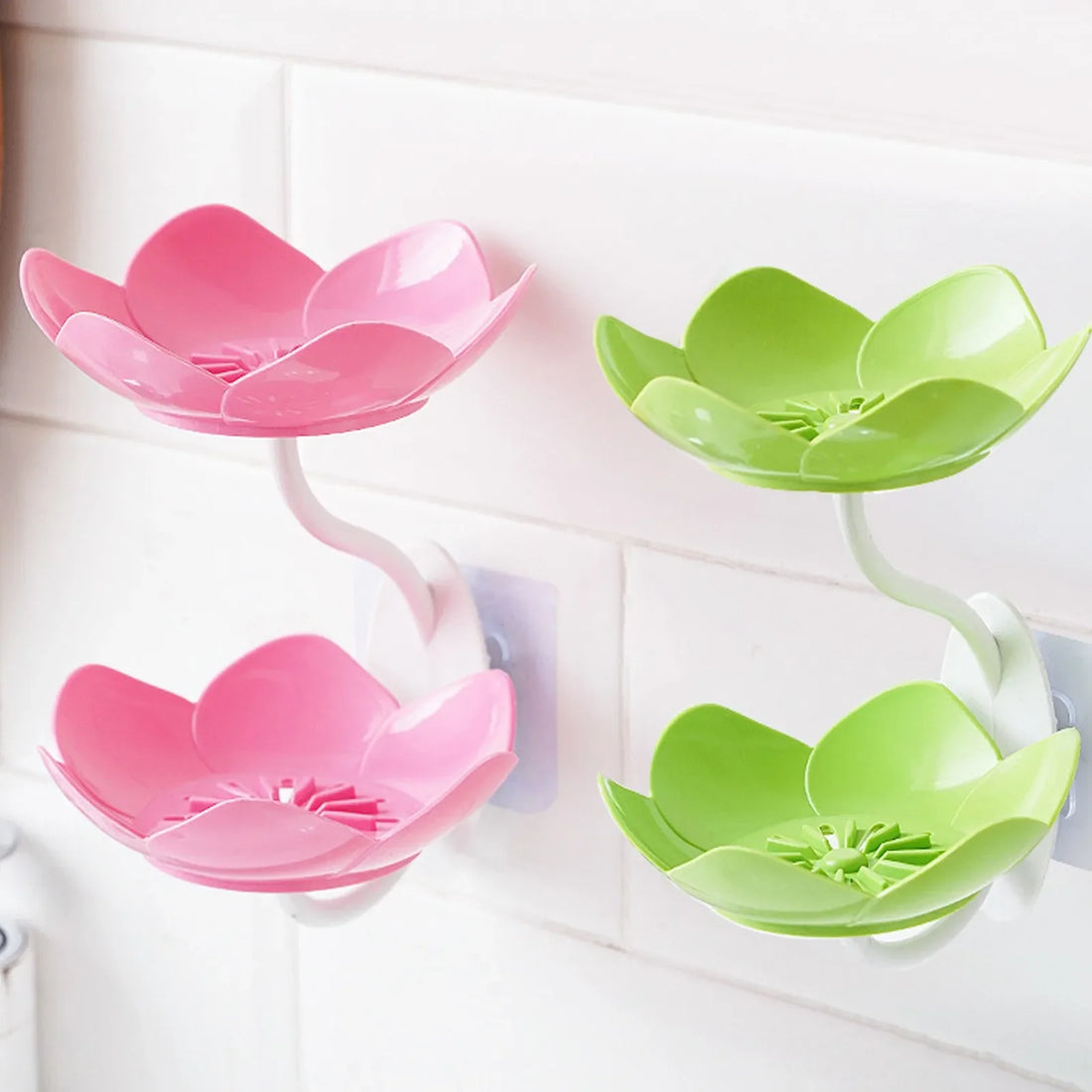 Wall Mounted Double Layer Flower Shaped Soap Holder