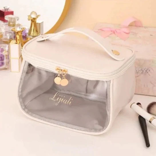 PU Leather transparent Cosmetic Pouch