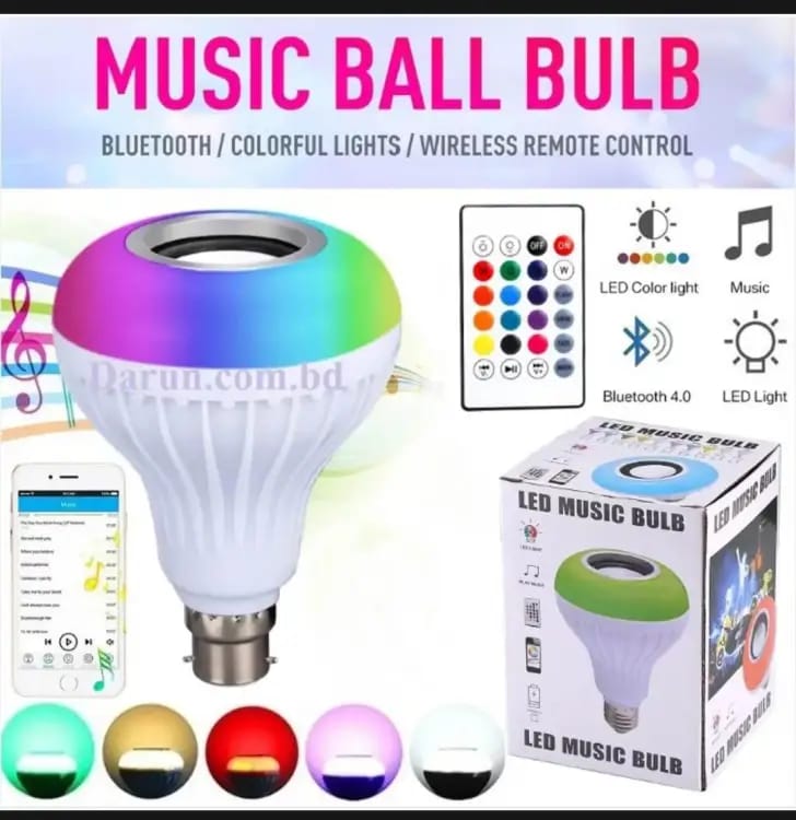 Smart E27 LED RGB White 12W Wireless Bluetooth Speaker Bulb Lamp Colorful Changing Bulb Remote App Control Decor Home
