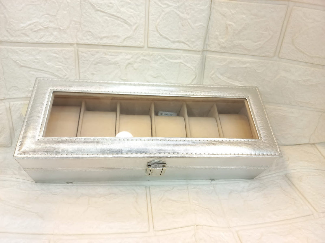 PU Leather Watch Storage Box with Handle (06 Slots)
