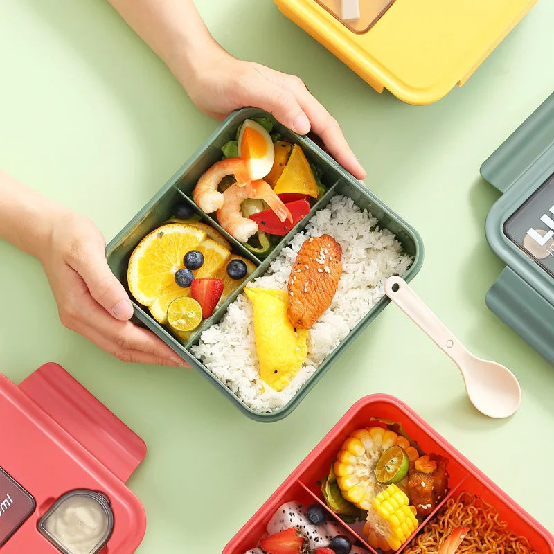 Double Compartment Lunch Box With Spoon